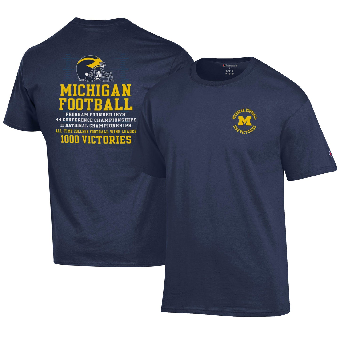 Men's Champion  Navy Michigan Wolverines Football All-Time Wins Leader T-Shirt