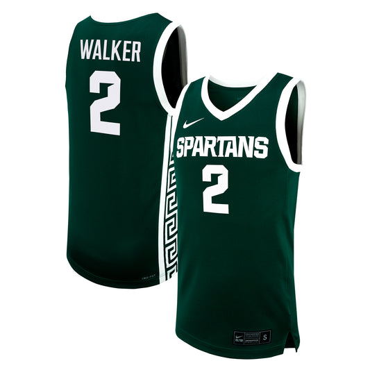 Men's Nike Tyson Walker Green Michigan State Spartans NIL Basketball Replica Player Jersey