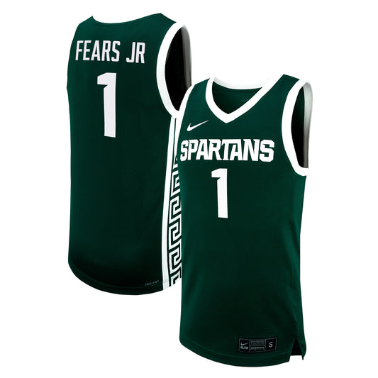 Men's Nike Jeremy Fears Jr. Green Michigan State Spartans NIL Basketball Replica Player Jersey