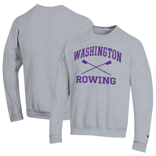 Men's Champion  Gray Washington Huskies Rowing Oars Eco Powerblend Pullover Sweatshirt