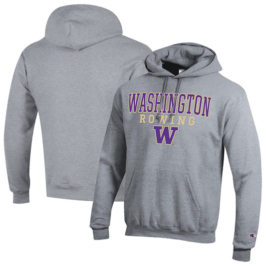 Men's Champion  Gray Washington Huskies Rowing Eco Powerblend Pullover Hoodie