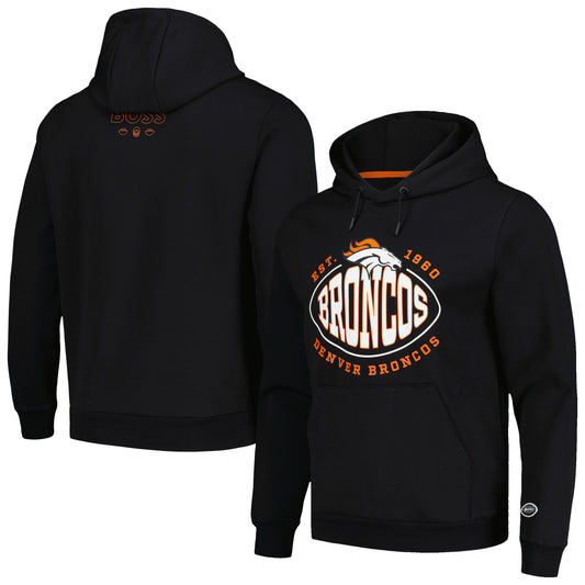 Men's BOSS X NFL Black Denver Broncos Touchback Tri-Blend Pullover Hoodie