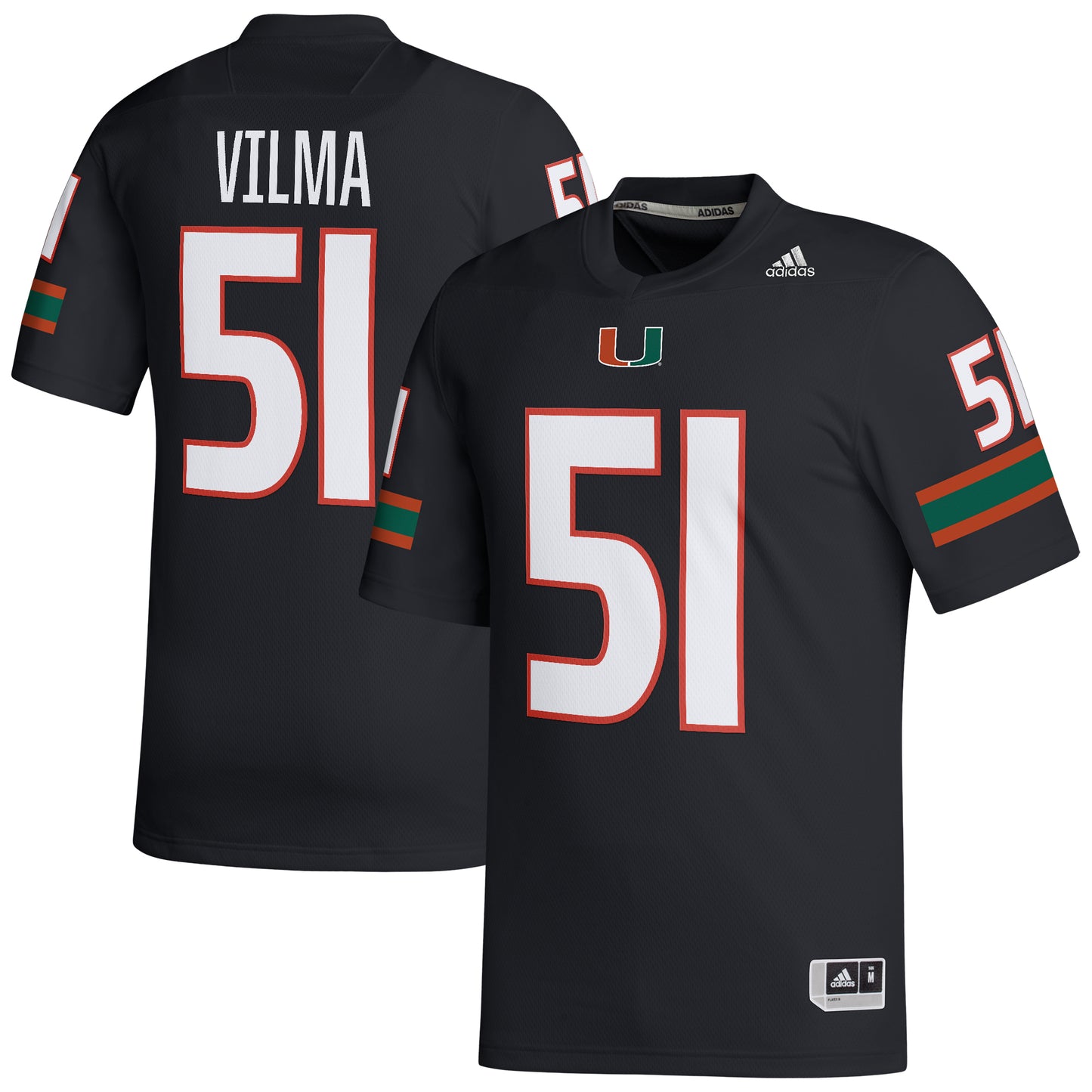 Men's adidas Jonathan Vilma Black Miami Hurricanes Retired Football Player Jersey