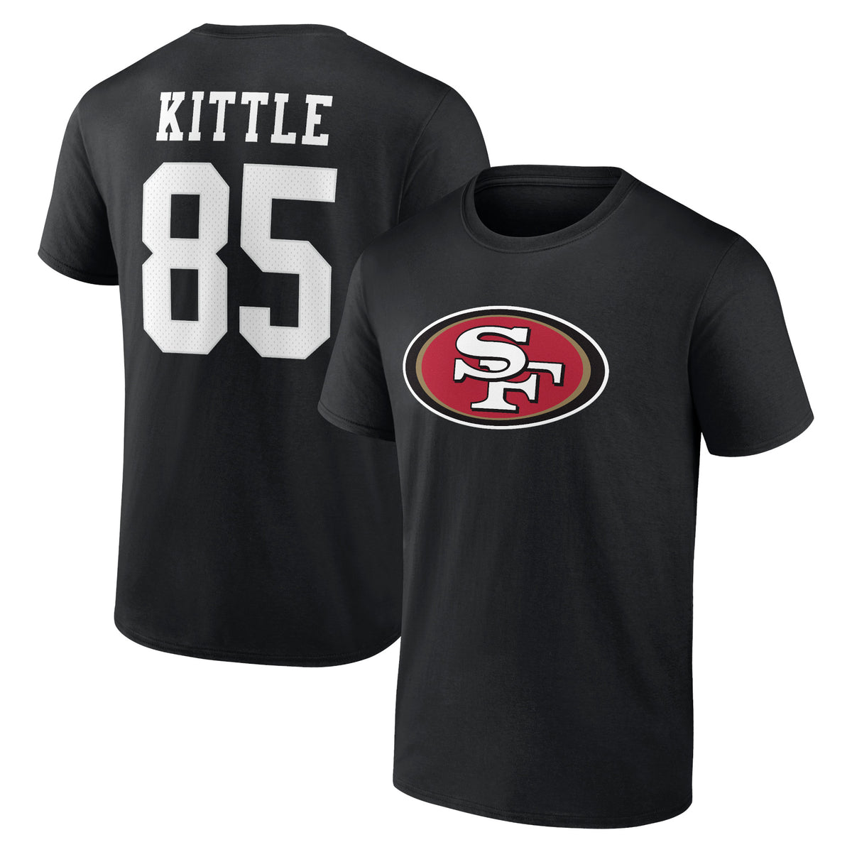 Men's George Kittle Black San Francisco 49ers Icon Player Name & Number T-Shirt