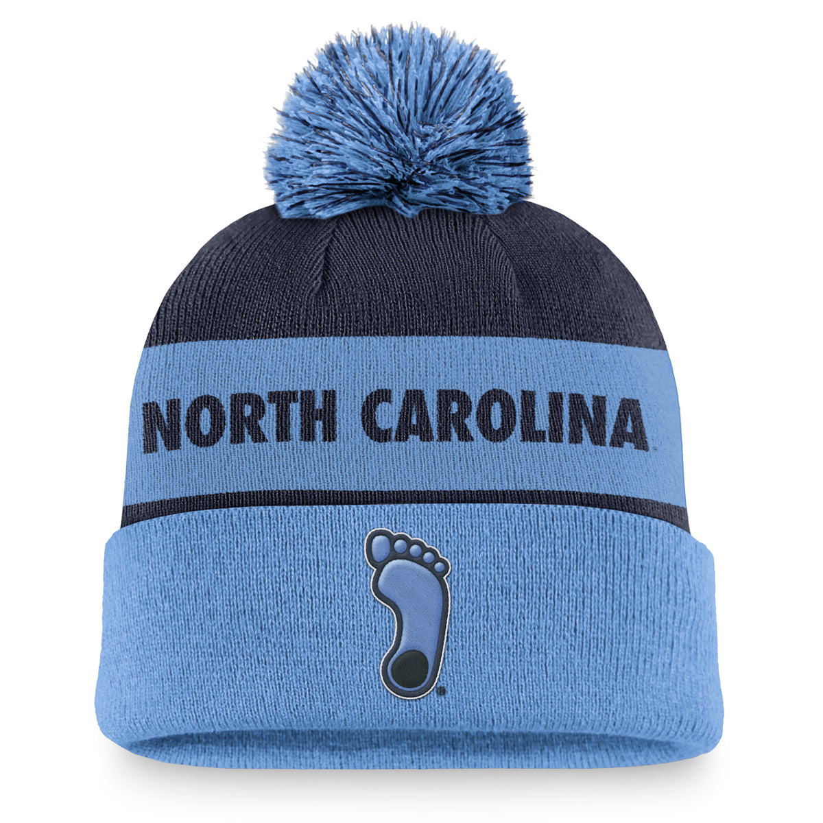 Men's Jordan Brand Navy/Carolina Blue North Carolina Tar Heels Primetime Peak Cuffed Knit Hat with Pom