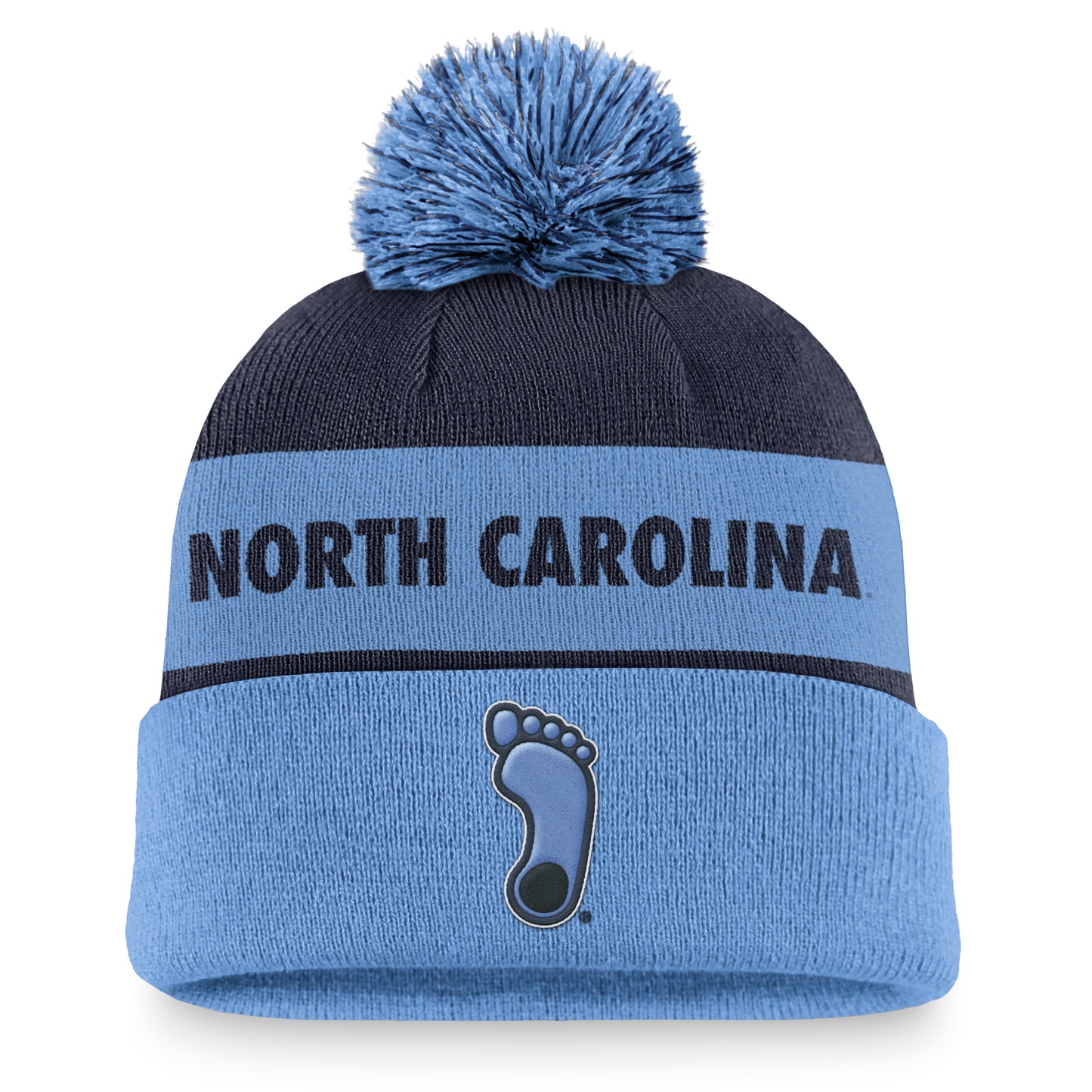 Men's Jordan Brand Navy/Carolina Blue North Carolina Tar Heels Primetime Peak Cuffed Knit Hat with Pom