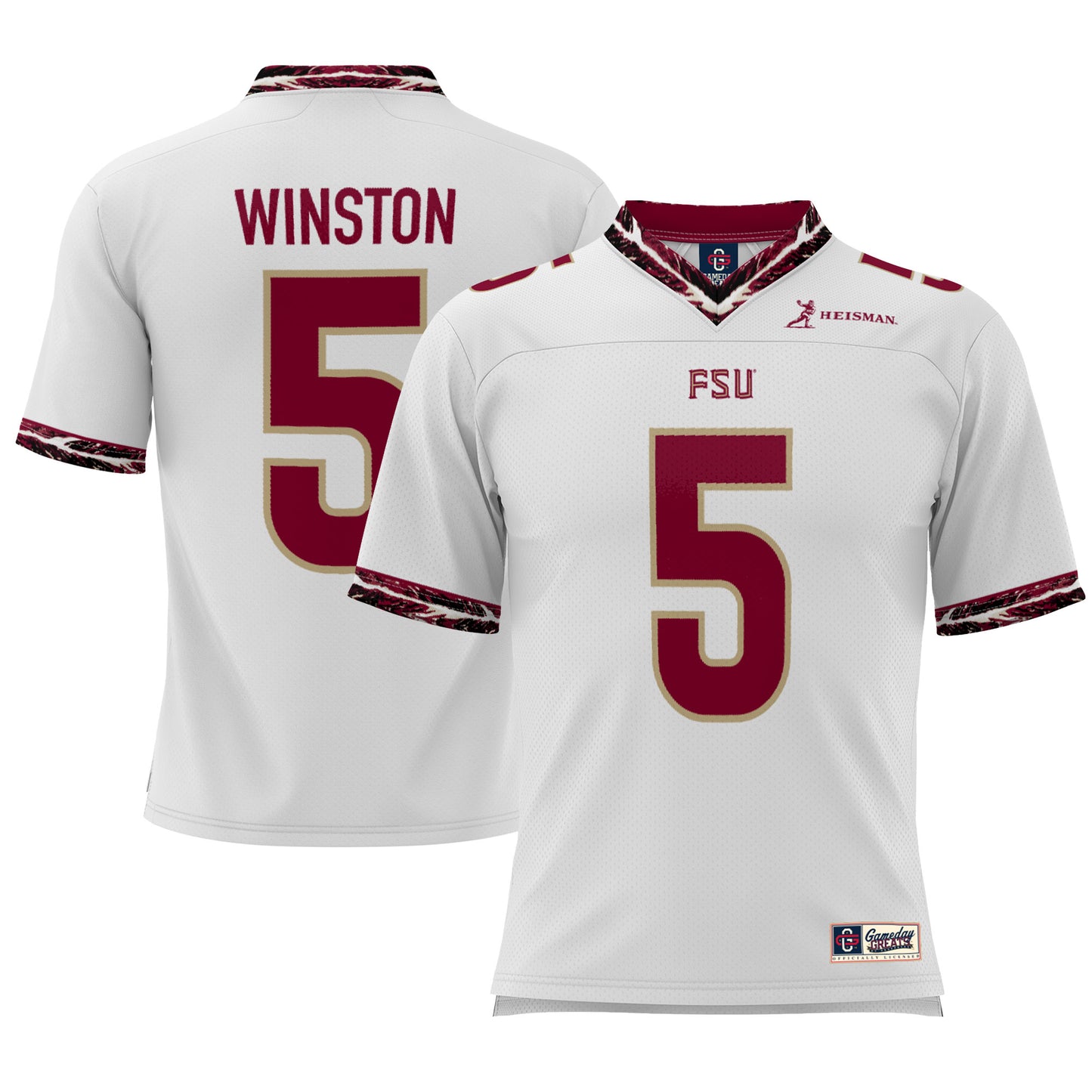 Men's GameDay Greats Jameis Winston White Florida State Seminoles  Heisman Football Jersey
