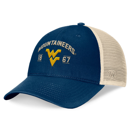 Men's Top of the World Navy West Virginia Mountaineers Heritage Waylon Trucker Adjustable Hat