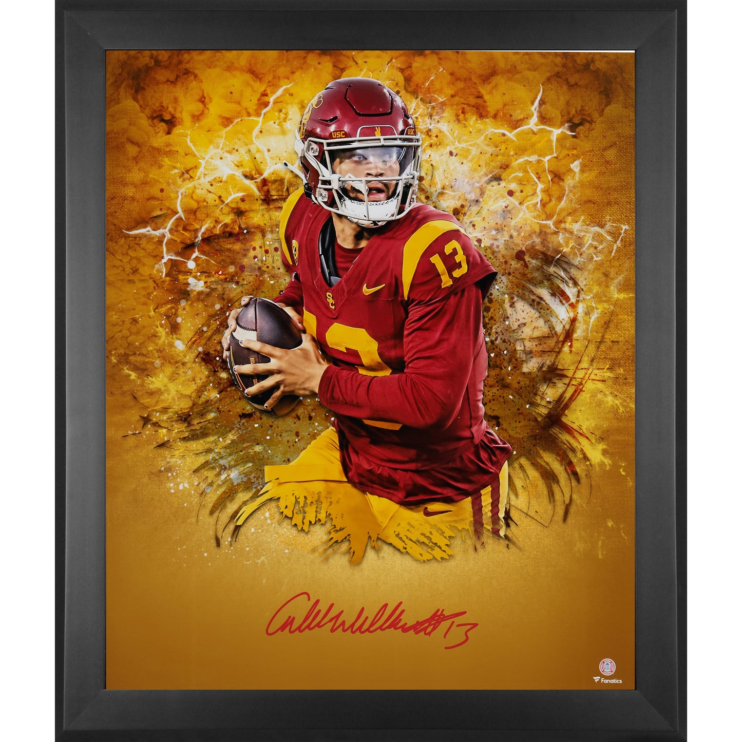 Caleb Williams USC Trojans Autographed Framed 20" x 24" Gold In Focus Photograph - Limited Edition of 13