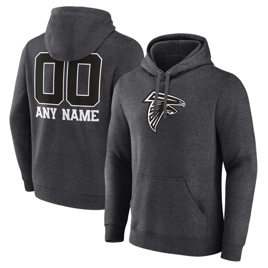 Men's Charcoal Atlanta Falcons Monochrome Personalized Name & Number Pullover Hoodie