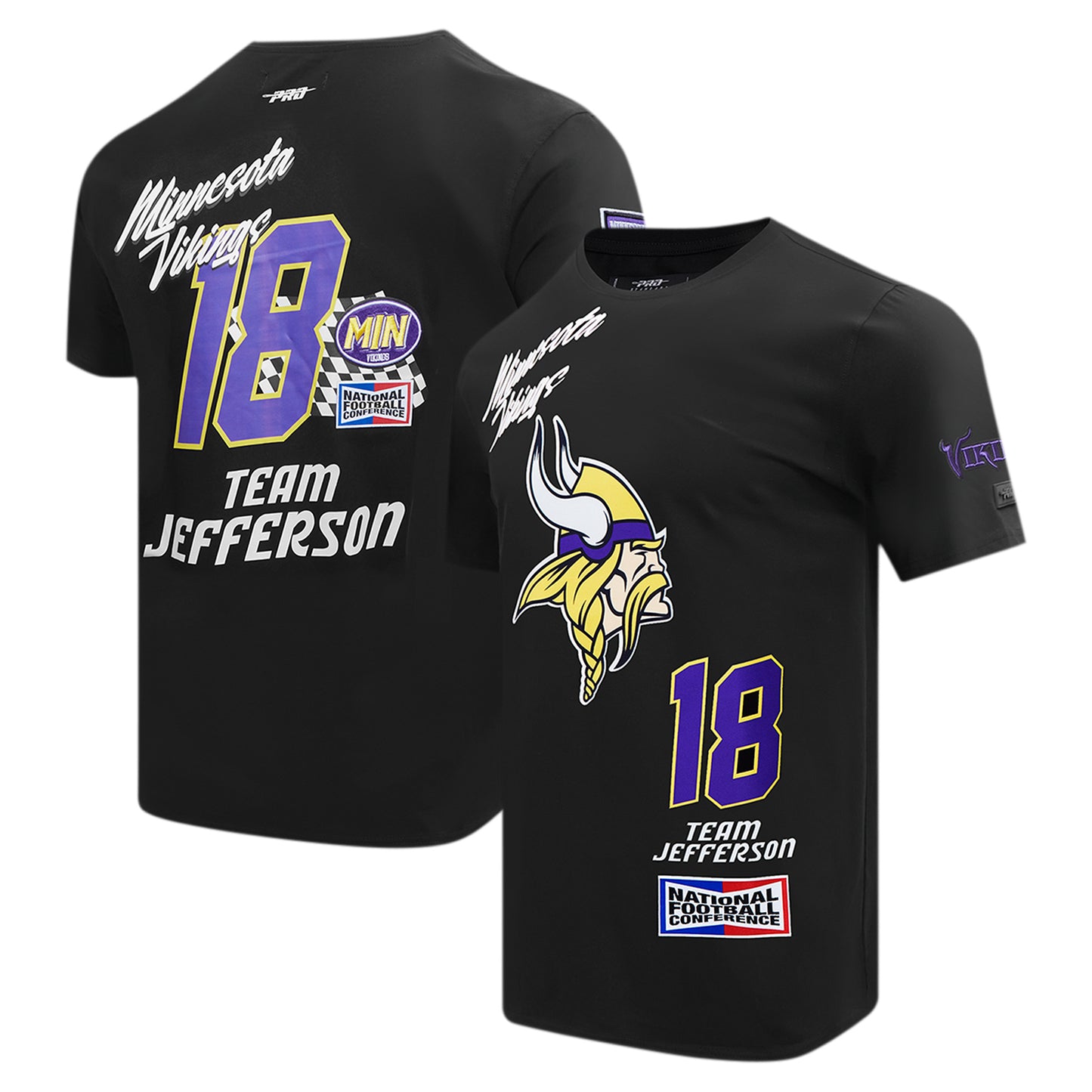 Men's Pro Standard Justin Jefferson Black Minnesota Vikings Fast Lane Name & Number Player T-Shirt