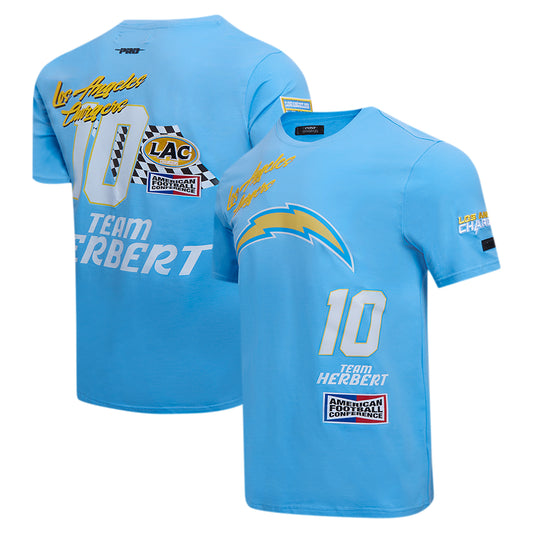 Men's Pro Standard Justin Herbert Powder Blue Los Angeles Chargers Fast Lane Name & Number Player T-Shirt