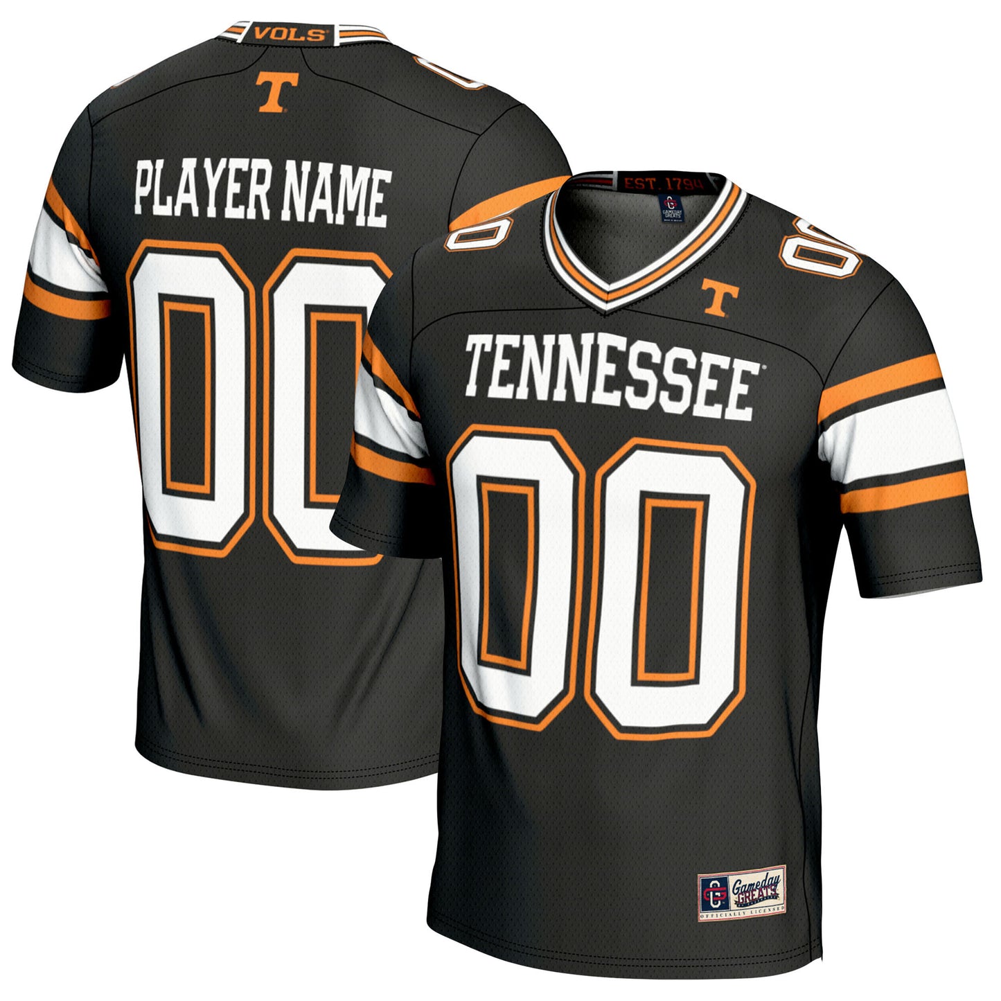 Men's GameDay Greats Black Tennessee Volunteers NIL Pick-A-Player Football Jersey