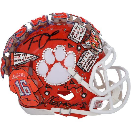 Trevor Lawrence Clemson Tigers Autographed Riddell Speed Mini Helmet - Art by Charles Fazzino - XP14013022