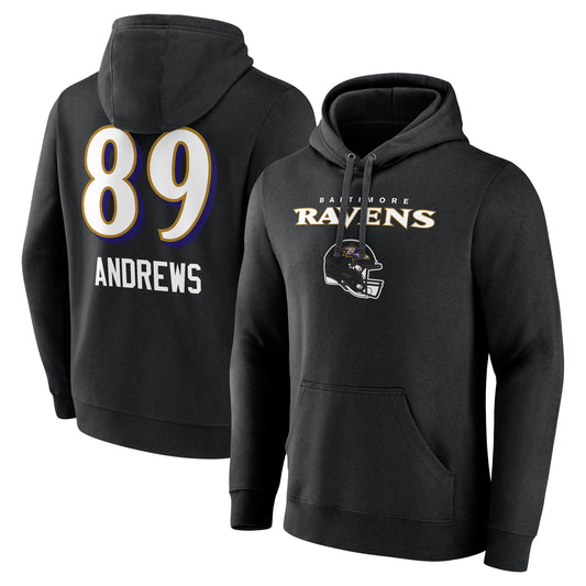 Men's Mark Andrews Black Baltimore Ravens Team Wordmark Player Name & Number Pullover Hoodie