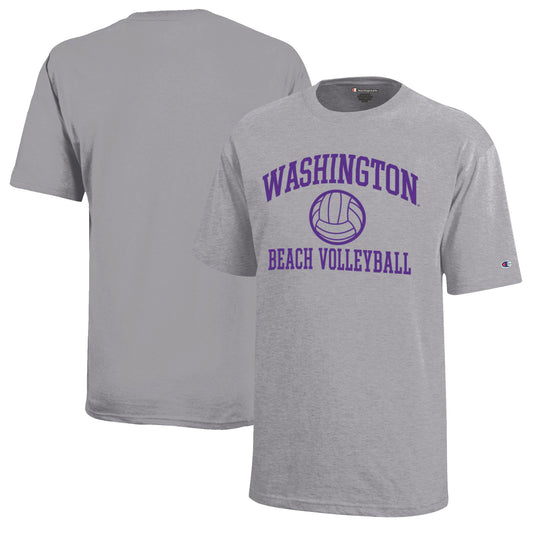 Youth Champion Gray Washington Huskies Beach Volleyball Icon Jersey T-Shirt