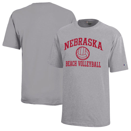 Youth Champion Gray Nebraska Huskers Beach Volleyball Icon Jersey T-Shirt