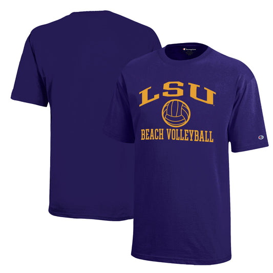 Youth Champion Purple LSU Tigers Beach Volleyball Icon Jersey T-Shirt