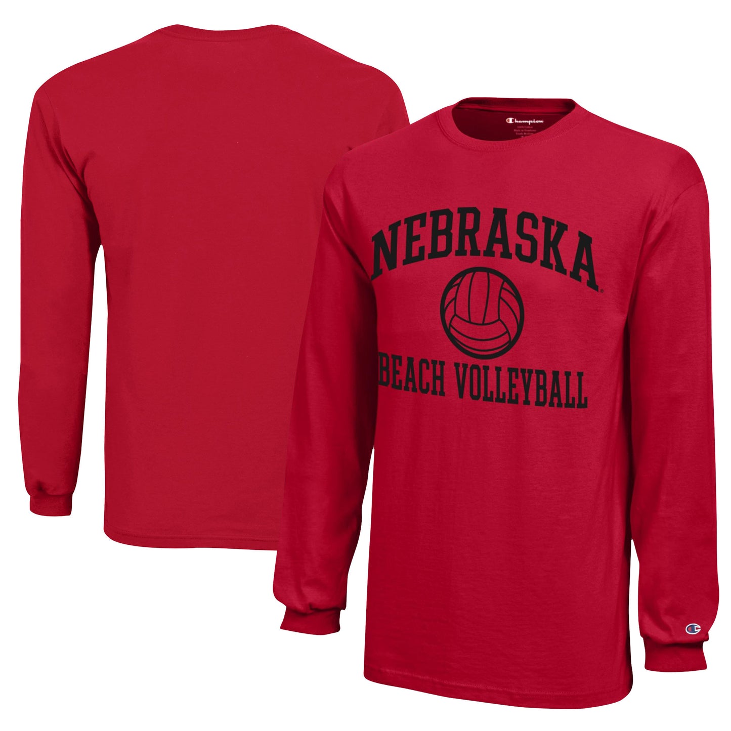 Youth Champion Scarlet Nebraska Huskers Beach Volleyball Icon Jersey Long Sleeve T-Shirt