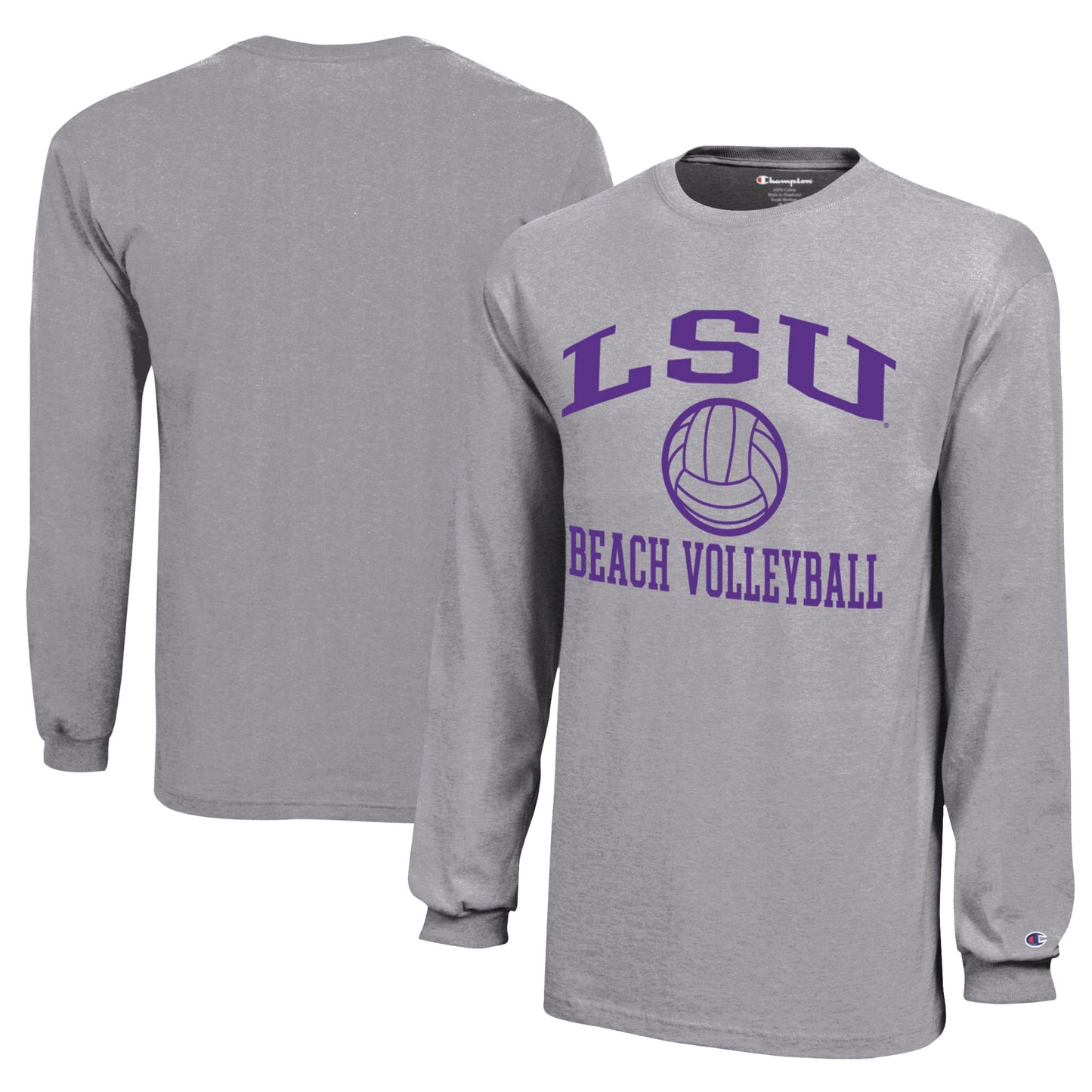 Youth Champion Gray LSU Tigers Beach Volleyball Icon Jersey Long Sleeve T-Shirt