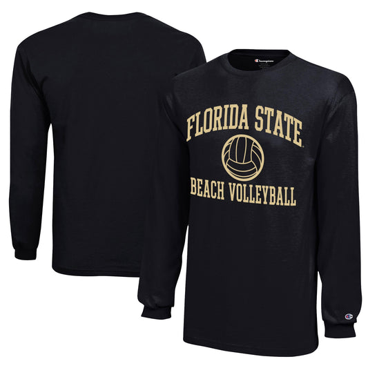 Youth Champion Black Florida State Seminoles Beach Volleyball Icon Jersey Long Sleeve T-Shirt