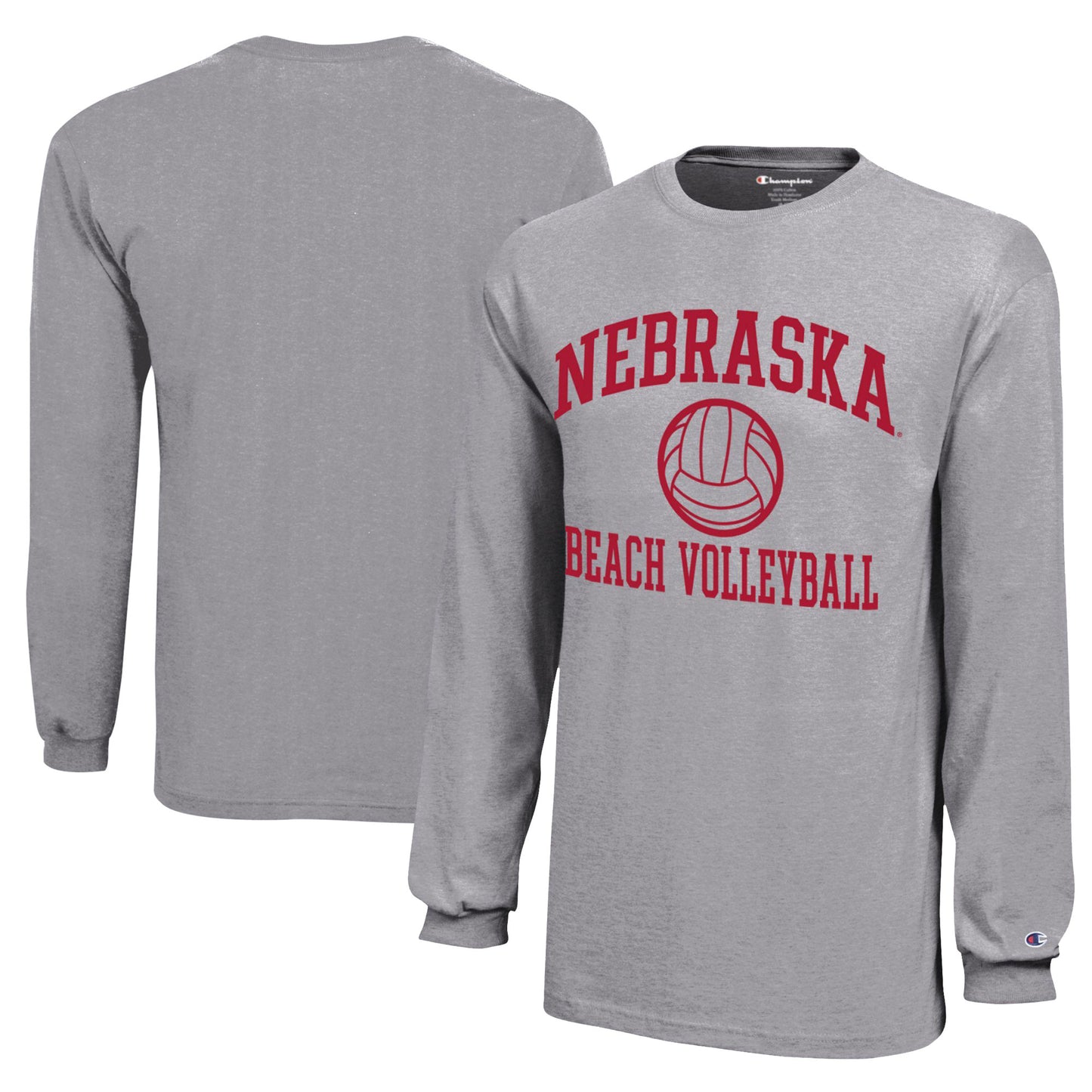 Youth Champion Gray Nebraska Huskers Beach Volleyball Icon Jersey Long Sleeve T-Shirt