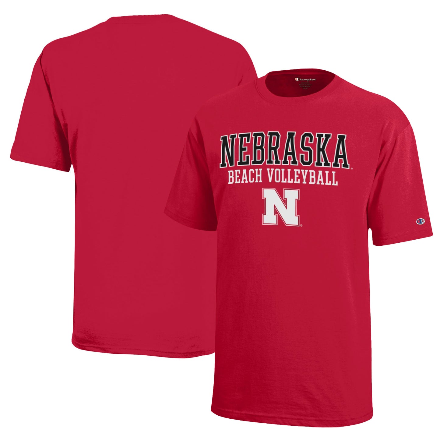 Youth Champion Scarlet Nebraska Huskers Beach Volleyball Stacked Jersey T-Shirt