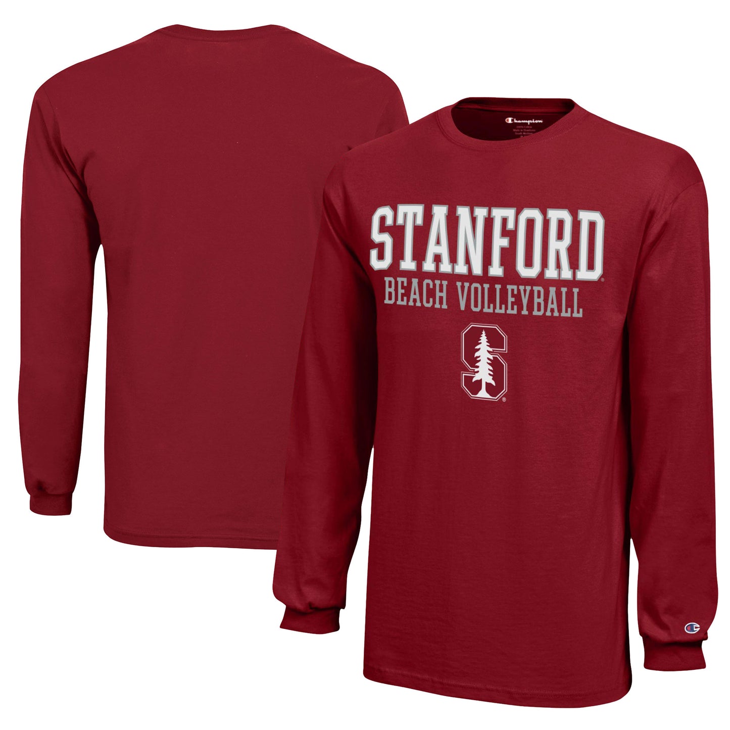 Youth Champion Cardinal Stanford Cardinal Beach Volleyball Stacked Jersey Long Sleeve T-Shirt