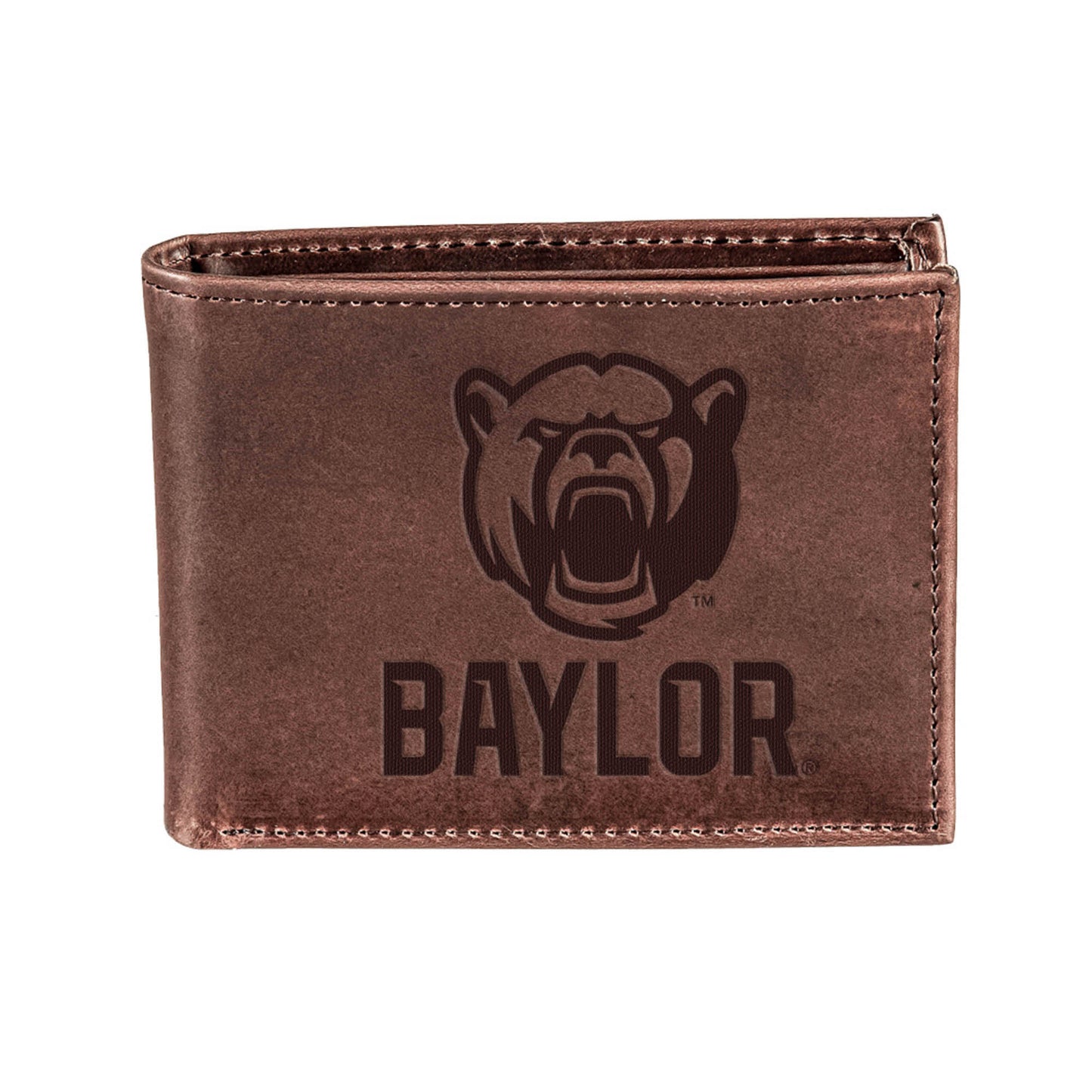 Brown Baylor Bears Bi-Fold Leather Wallet