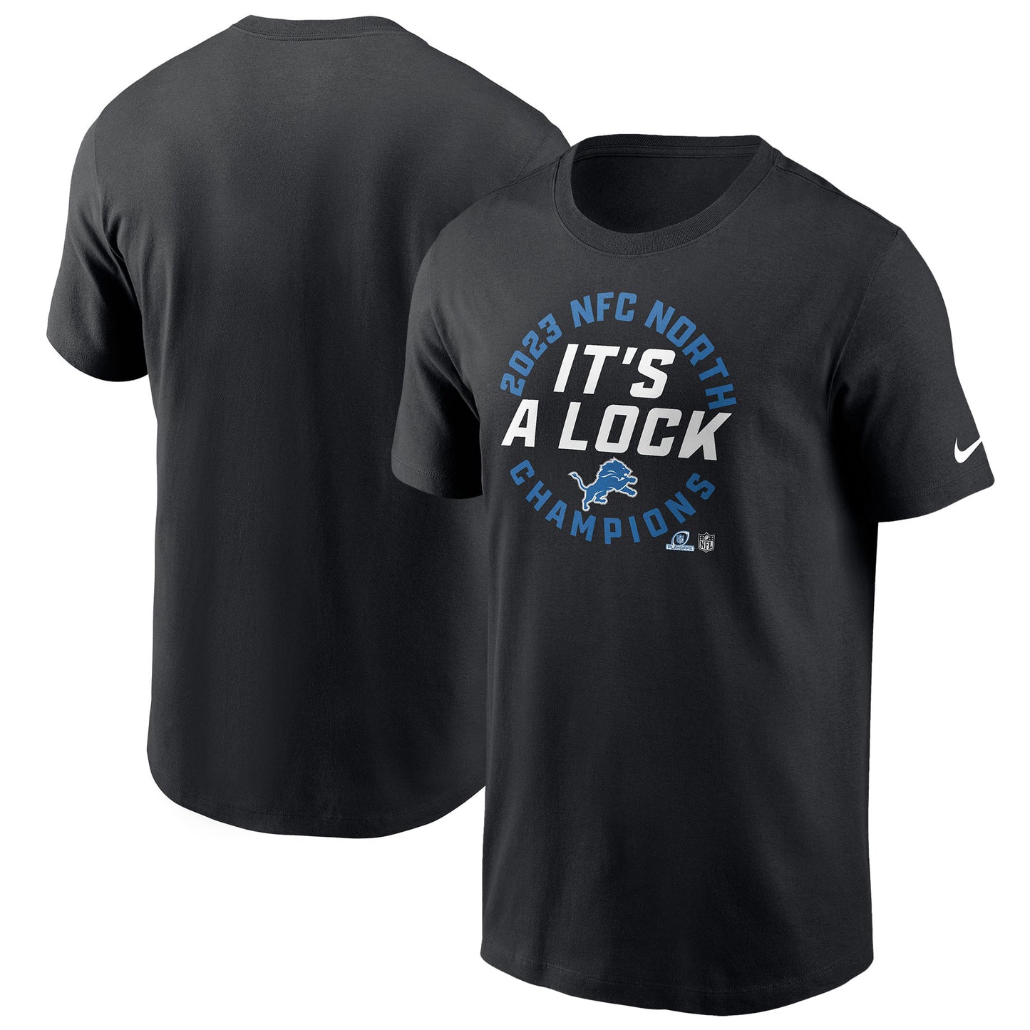 Men's Nike Black Detroit Lions 2023 NFC North Division Champions Locker Room Trophy Collection T-Shirt