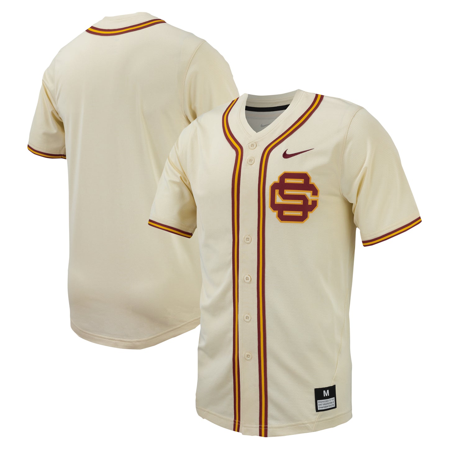 Men's Nike Cream USC Trojans Replica Full-Button Baseball Jersey