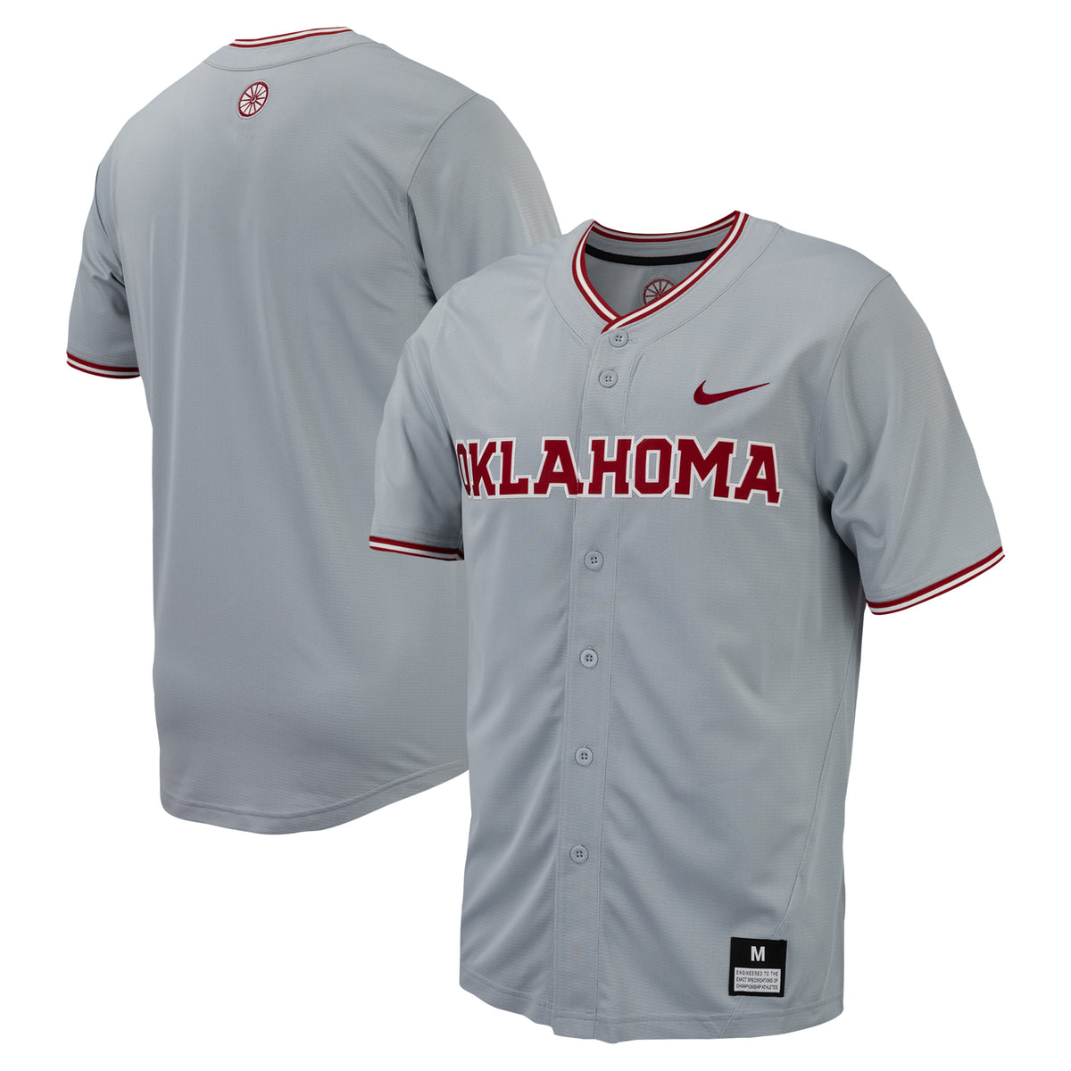 Men's Nike Gray Oklahoma Sooners Replica Full-Button Baseball Jersey