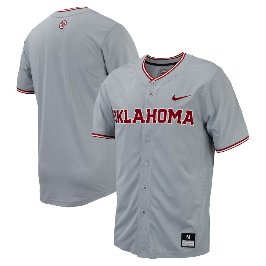 Men's Nike Gray Oklahoma Sooners Replica Full-Button Baseball Jersey