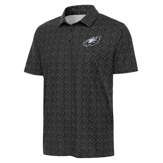 Men's Antigua  Black Philadelphia Eagles Figment Polo