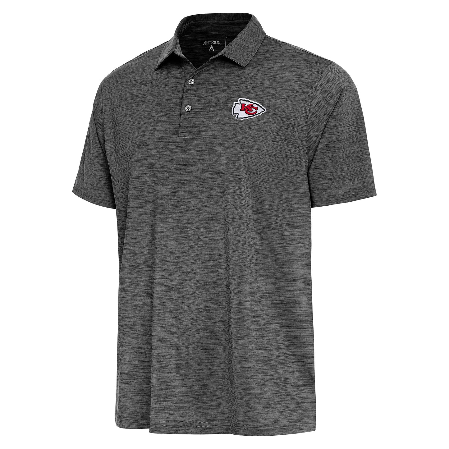 Men's Antigua  Heather Black Kansas City Chiefs Layout Polo