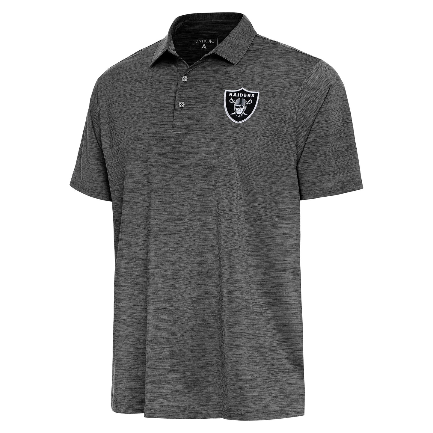 Men's Antigua  Heather Black Las Vegas Raiders Layout Polo