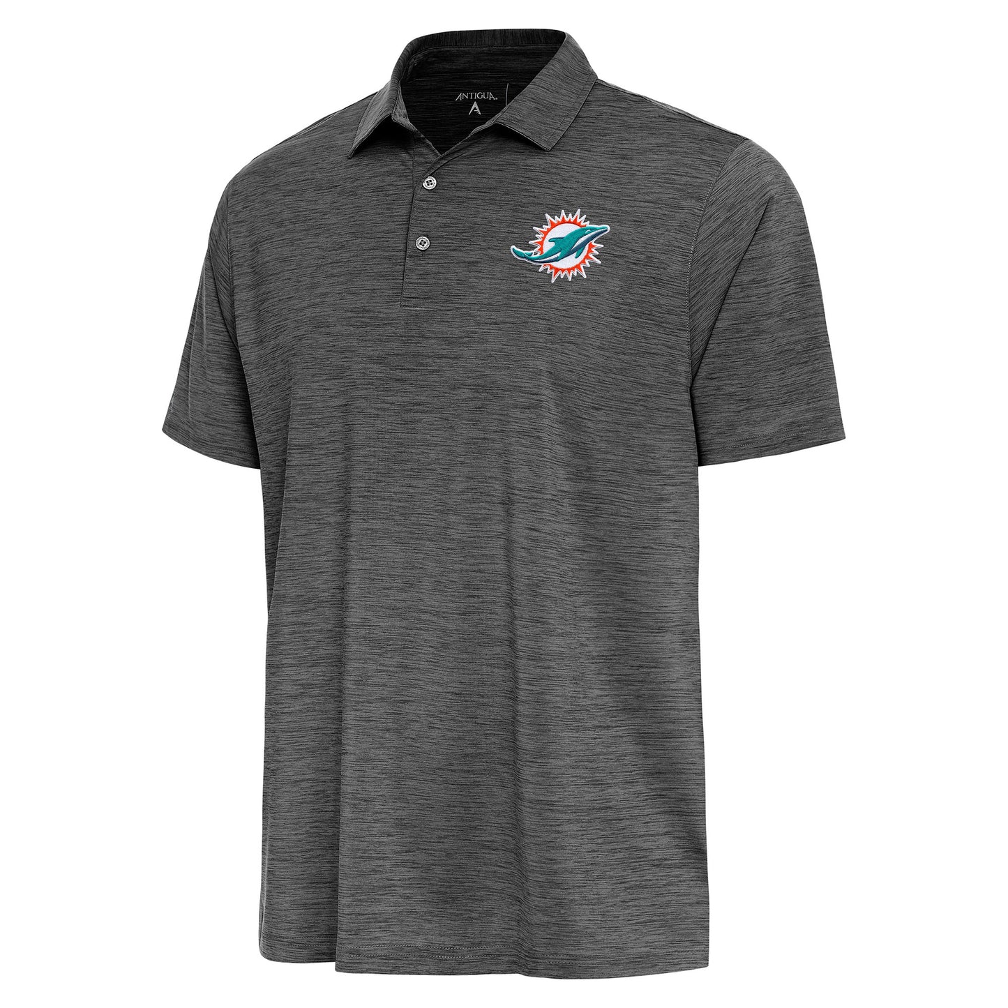 Men's Antigua  Heather Black Miami Dolphins Layout Polo