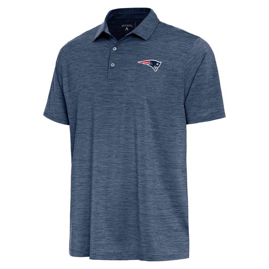 Men's Antigua  Heather Navy New England Patriots Layout Polo