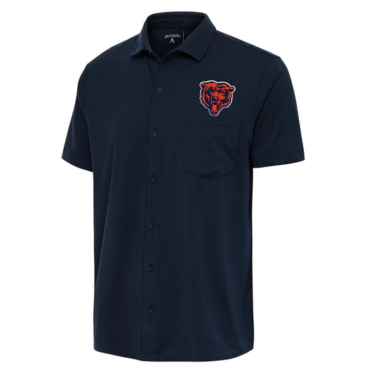 Men's Antigua  Navy Chicago Bears Points Button-Up Polo