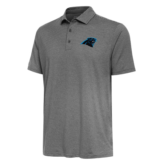 Men's Antigua  Heather Black Carolina Panthers Scheme Polo