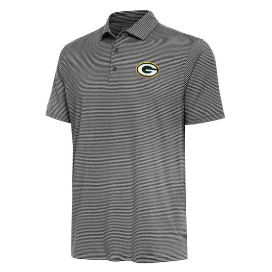 Men's Antigua  Heather Black Green Bay Packers Scheme Polo