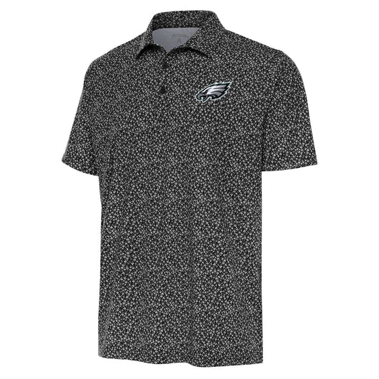 Men's Antigua  Black Philadelphia Eagles Terrace Polo