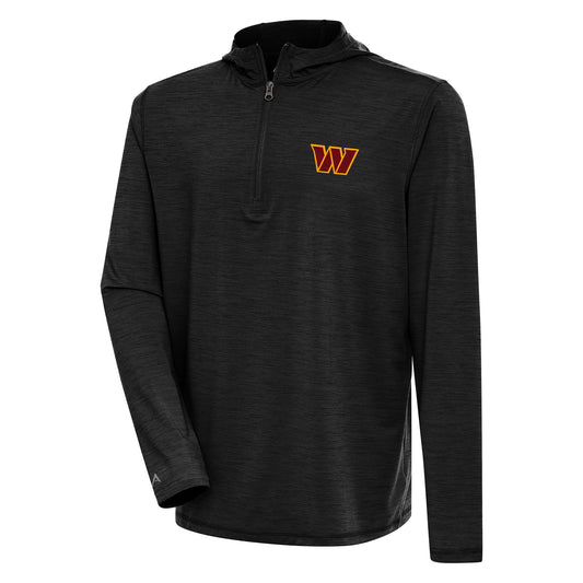 Men's Antigua  Heather Black Washington Commanders Tidy Quarter-Zip Pullover Hoodie