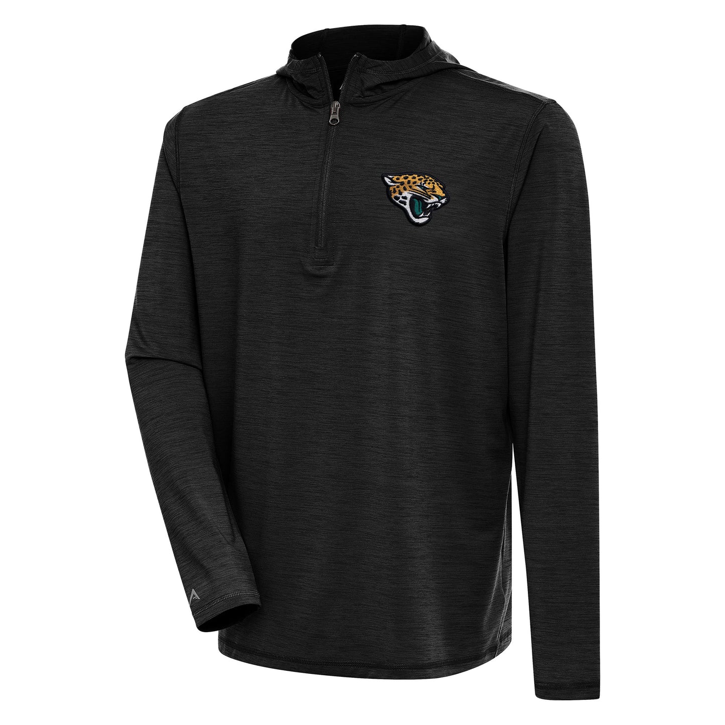 Men's Antigua  Heather Black Jacksonville Jaguars Tidy Quarter-Zip Pullover Hoodie