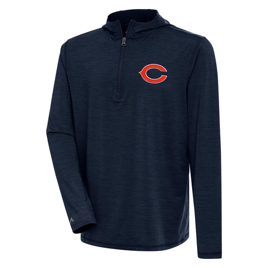 Men's Antigua  Heather Navy Chicago Bears Tidy Quarter-Zip Pullover Hoodie