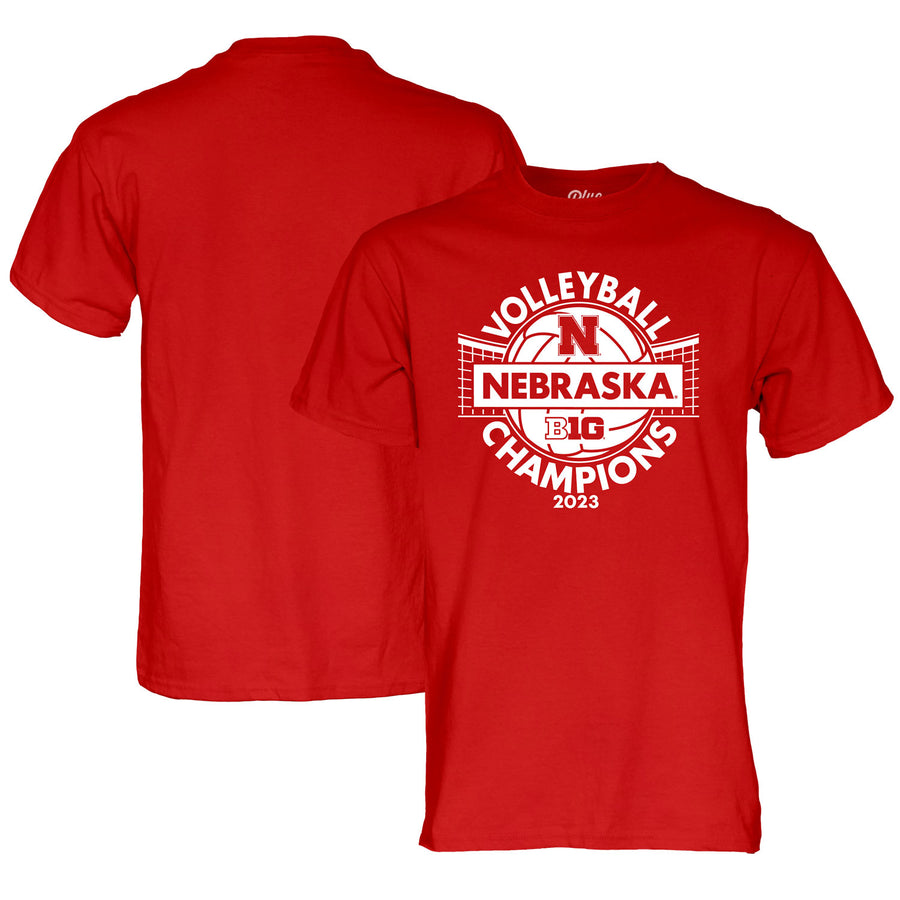 Unisex Blue 84  Scarlet Nebraska Huskers 2023 Big Ten Women's Volleyball Regular Season Champions Locker Room T-Shirt