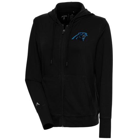 Women's Antigua  Black Carolina Panthers Moving Full-Zip Jacket