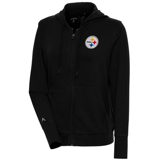 Women's Antigua  Black Pittsburgh Steelers Moving Full-Zip Jacket