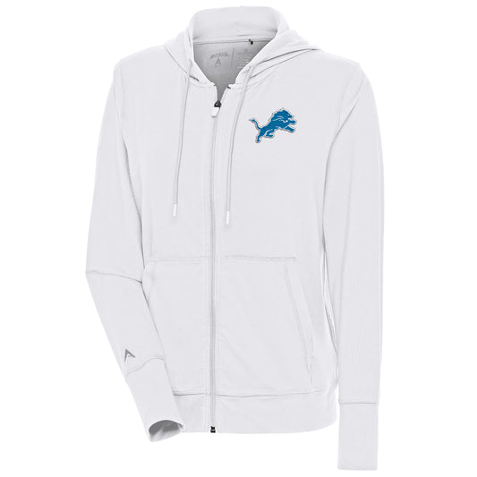 Women's Antigua  White Detroit Lions Moving Full-Zip Jacket
