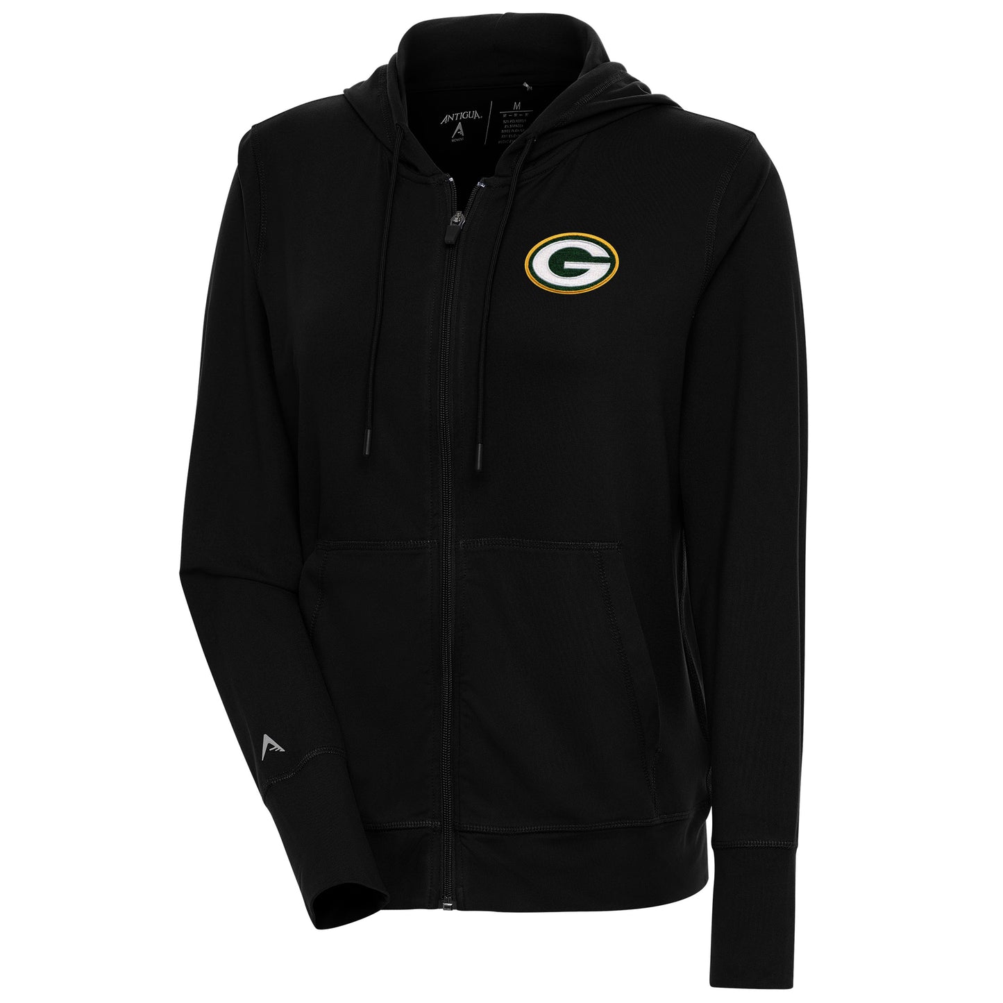 Women's Antigua  Black Green Bay Packers Moving Full-Zip Jacket